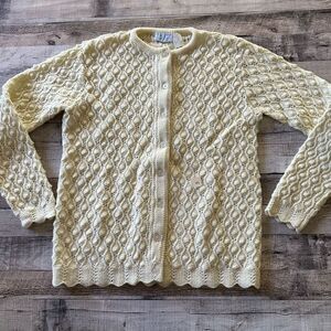 Vintage Mid Century 1960s Jolie Knitwear Popcorn Knit Acrylic Button Up Cardigan